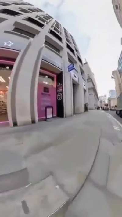 Riding skates in a crowded location