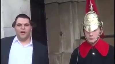 This guy managed to make a member of the Royal Guard laugh.