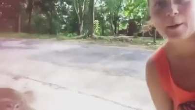 Taking a selfie with a wild monkey