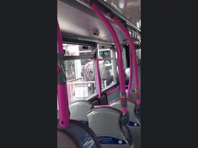 Idiot starts a fight with a bus driver and gets clocked