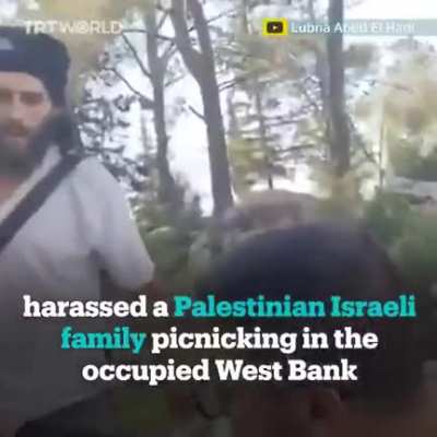 Israel settlers in the occupied West Bank force a Palestinian family on a picnic to leave because they are Arab.