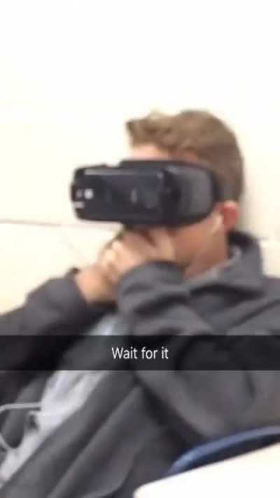 Playing a VR horror game in the middle of class