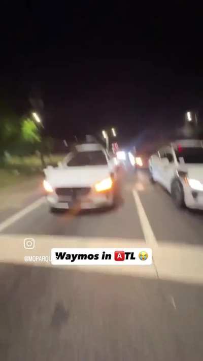Three Waymo's impeding traffic in Atlanta