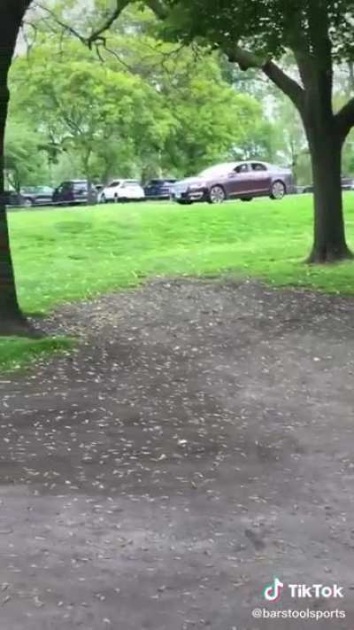 Madlad takes the sedan on the golf course