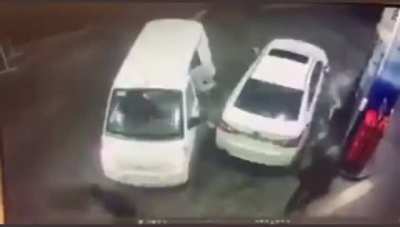To carjack someone at the gas pump