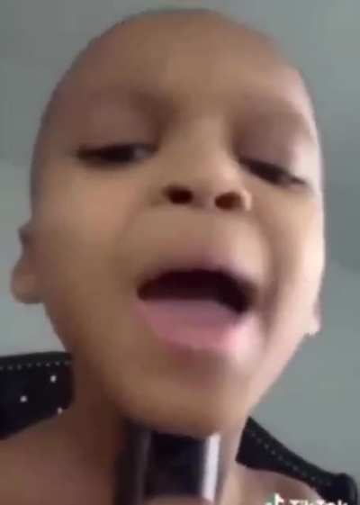 Kid uses grandma's voice box for autotune