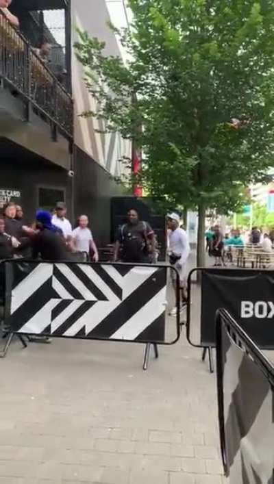Retired pro boxer, now working as a security guard sorts troublesome dickhead out.
