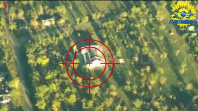 Fighter jet from the 40th Tactical Aviation Brigade dropping two AASM HAMMER guided bombs on the basement of a building used as a hideout by Russian drone operators. Kopani, Zaporizhzhia Oblast (47.45547, 35.73194). Published on October 14, 2024