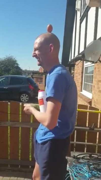 Superglued an egg to his friend’s head and told him to balance it.
