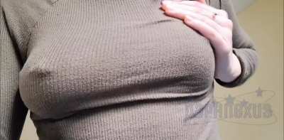 sweater weather means titty teases