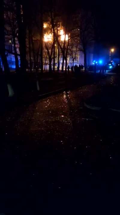 Hey, I shot the video last night around 4am in Kyiv, Ukraine. This was one of the buildings hit last night by the Russians, it's close to ours. I'm currently in Kyiv Ukraine and we're holding strong, posted it on Twitter but it never got the exposure it n