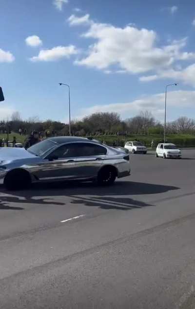 Idiot can’t control his fancy car 