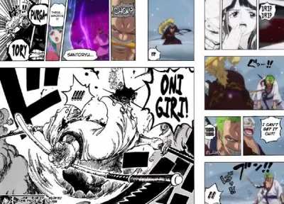 Manga to anime adaptation per panels of the last scene in episode 934