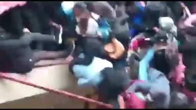 Students fall from the 4th floor in a university.