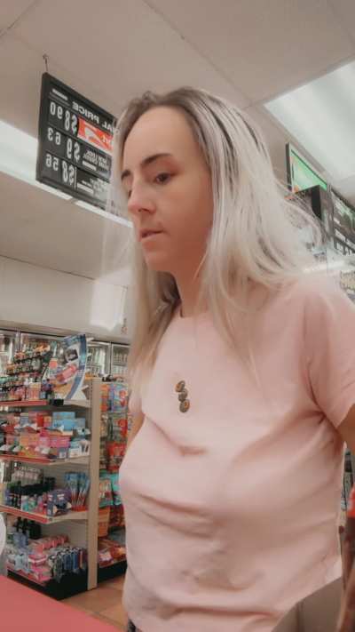 Pulling my titties out at the vape store 