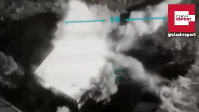 [modern] Turkish UAV guides an accurate artillery strike on an SyAA element launching a drone. Idlib province, Syria, 2020.