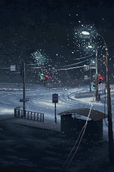Bus stop pixelart