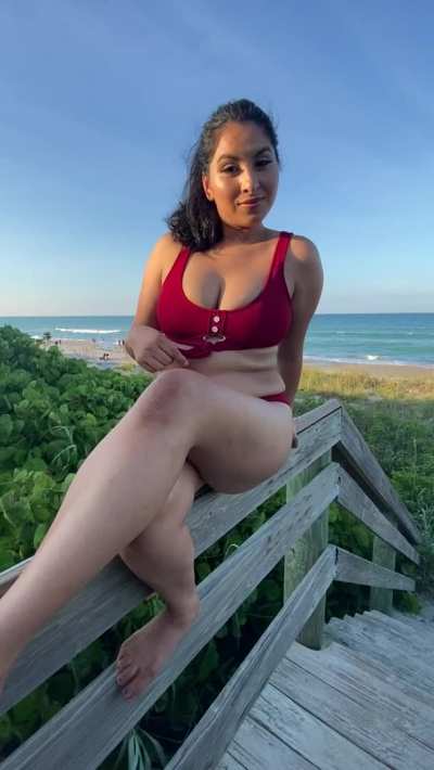 Day in the beach for this Latina mom, was happy to see young guys!