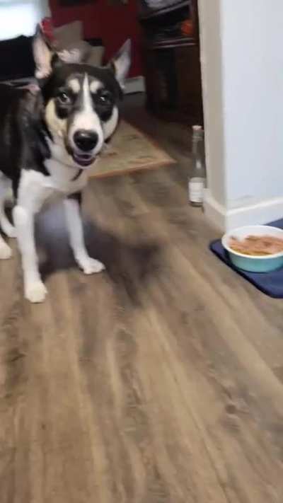 Throwing a fit over waiting for his food to cool.