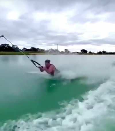 Doing push-ups while skiing on your hands