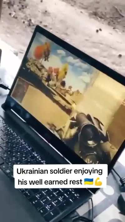 Ukrainian soldier resting between battles against the Russian Army