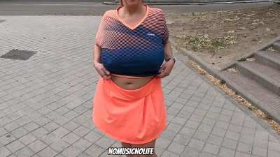 Flashing something big in public