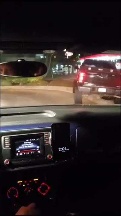 He’s got a lifted truck, he can go where he wants when he wants. Except for here, apparently.