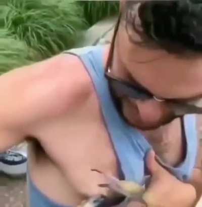 Trying to play with a crab