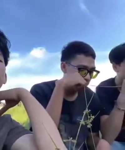 Boys trying to look cool.