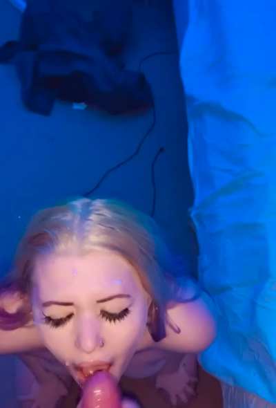 Our bull gets to use my pretty face as a cum rag, while my boyfriend can go cum in the fucking toilet, and if he cums first then he has to lick our bulls cum off my chest