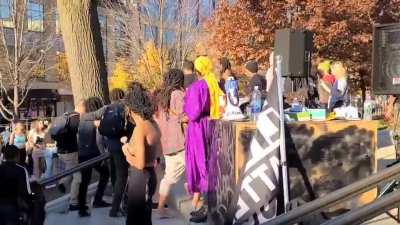 During post election celebrations a man without a mask sucker punched a Biden supporter and is immediately arrested