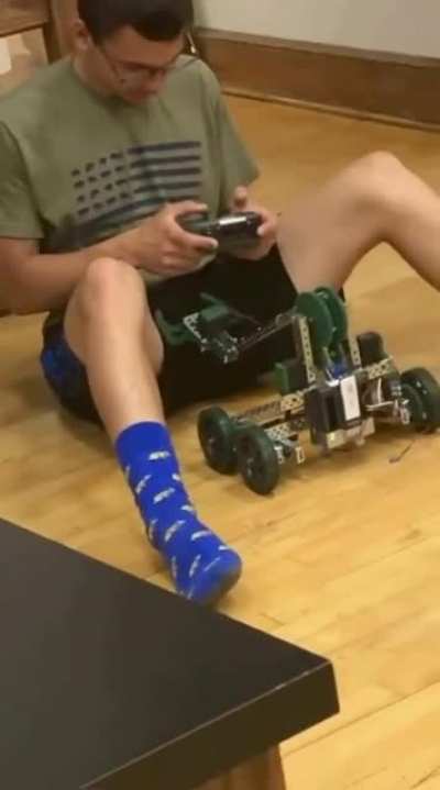 Testing to see if robot grabbing own groin could lead to sexy time: nope.