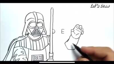 The way he turns VADER into Vader. By YouTuber: Let’s Draw