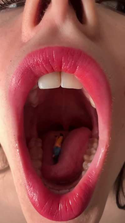 I'll keep you safe in my mouth, little one. I promise not to swallow, unless you want me to!