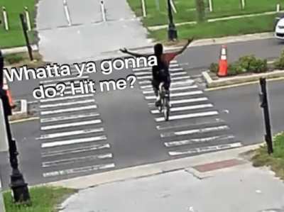Both are at fault, but maybe more on the entitled bicyclist
