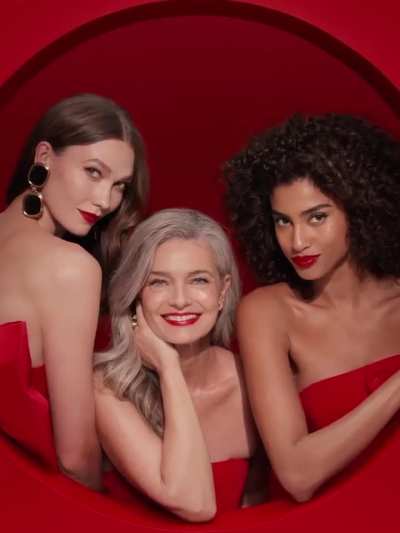 Karlie with Imaan Hammam and Paulina Porizkova for Estee Lauder