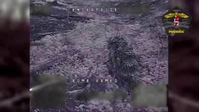 Ukrainian fiber optic drone operators of the 5th Assault Brigade took out a Russian sniper in a ghillie suit. Chasiv Yar direction. April 26, 2025