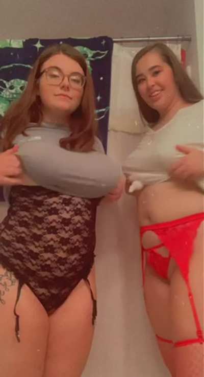 Double the titty [drop] with two hot bisexuals. You in?