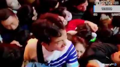 People crushed together in Itaewon , Seoul