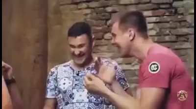 Guys being dudes with a mouthharp