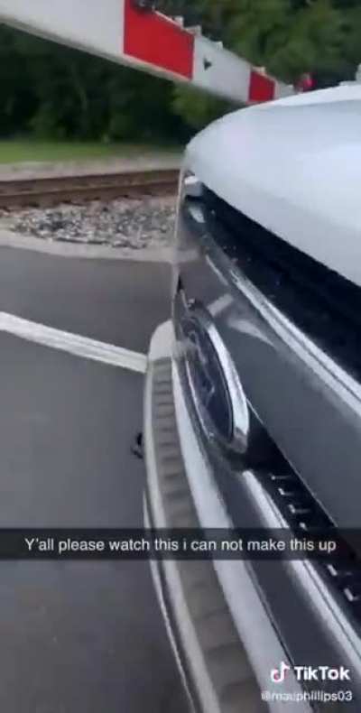 Broke the railroad crossing arm (with comedic timing at the end)