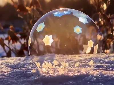 What happens when a bubble freezes on snow.