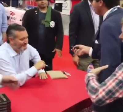 Ted Cruz gets heckled and harassed by a right winger at TX State GOP Convention, who calls him a coward and a globalist, asks him how he can like Trump after he called his wife ugly, then finished with Cancun.