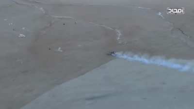 HTS Tank run over ISIS militants during HTS-ISIS conflict in Hama, Syria in late 2017