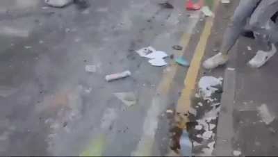 Far-right protester gets hit by his own side. Twice.