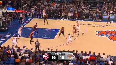 [Highlight] Jalen Brunson sinks his third 3-pointer of the first quarter as he begins the game 6/6 from the field for the Knicks.