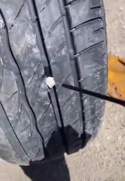 Carefully removing a rock that could bruise the car