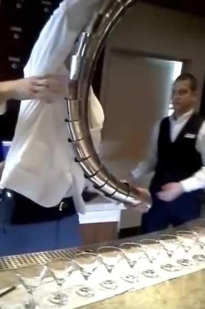 Bartender shows off how to properly pour drinks