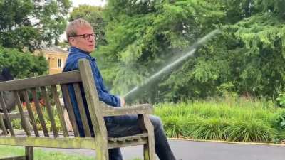 My friends dad, blowing off steam at Kew Gardens London