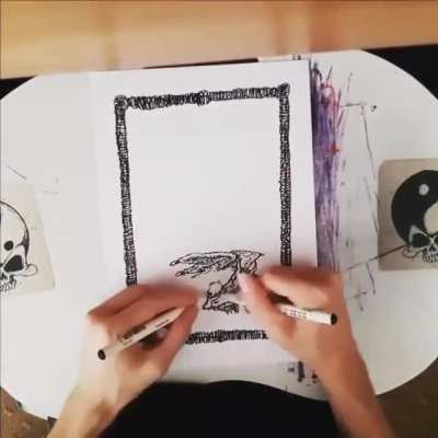 This ambidextrous black marker drawing of a dragon
